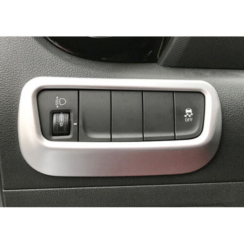 for Hyundai Kona 2018-2021 Silver Headlight Switch Button Frame Cover Trim