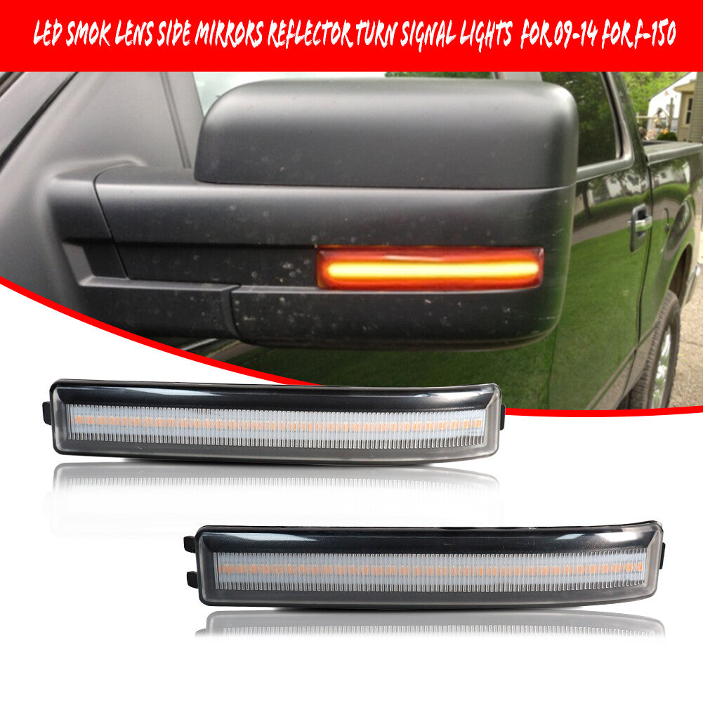 Transparent amber yellow side mirror turn signal light for 2009-2014 for Ford F-150s.