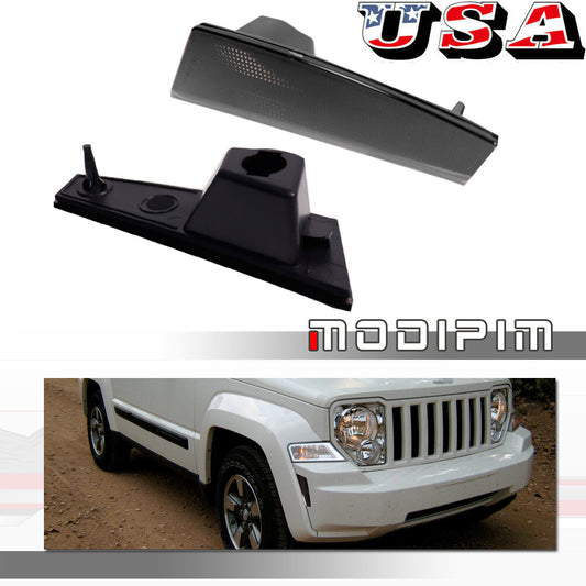 Smoked front bumper fender side marker light housing kit for 08-12 for Jeep Liberty