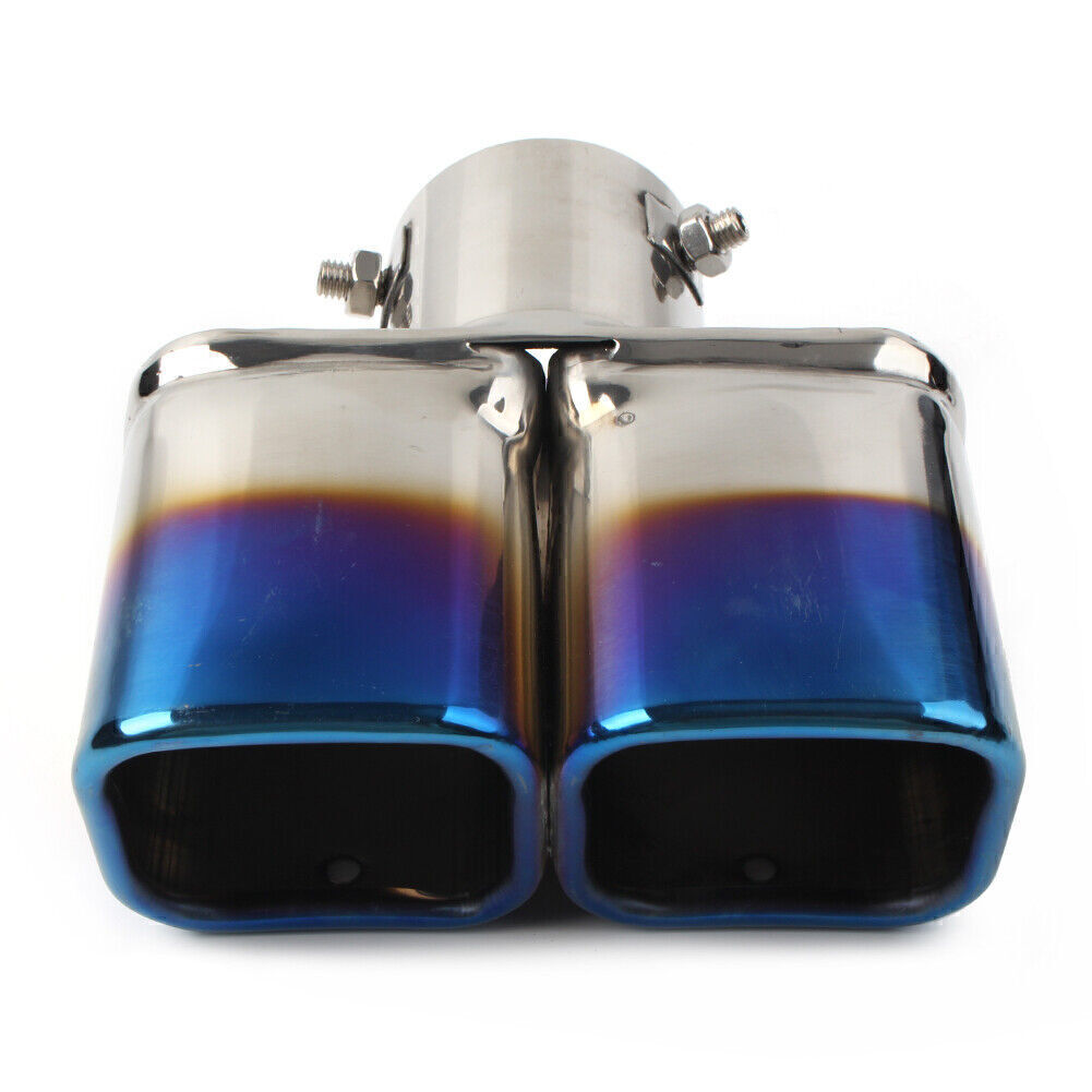 Universal Dual Rear Exhaust Pipe Tail Muffler Tip Square Accessories Straight