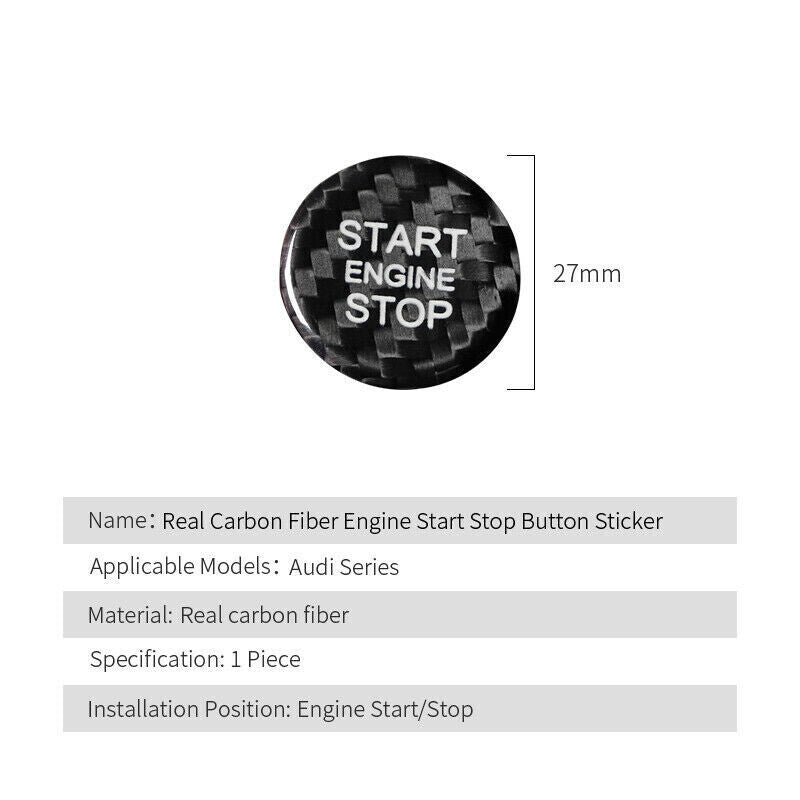 Carbon Fiber Black Engine Start Stop Button Cover Trim for Audi for A4 for A5 for A6 A7 for A8