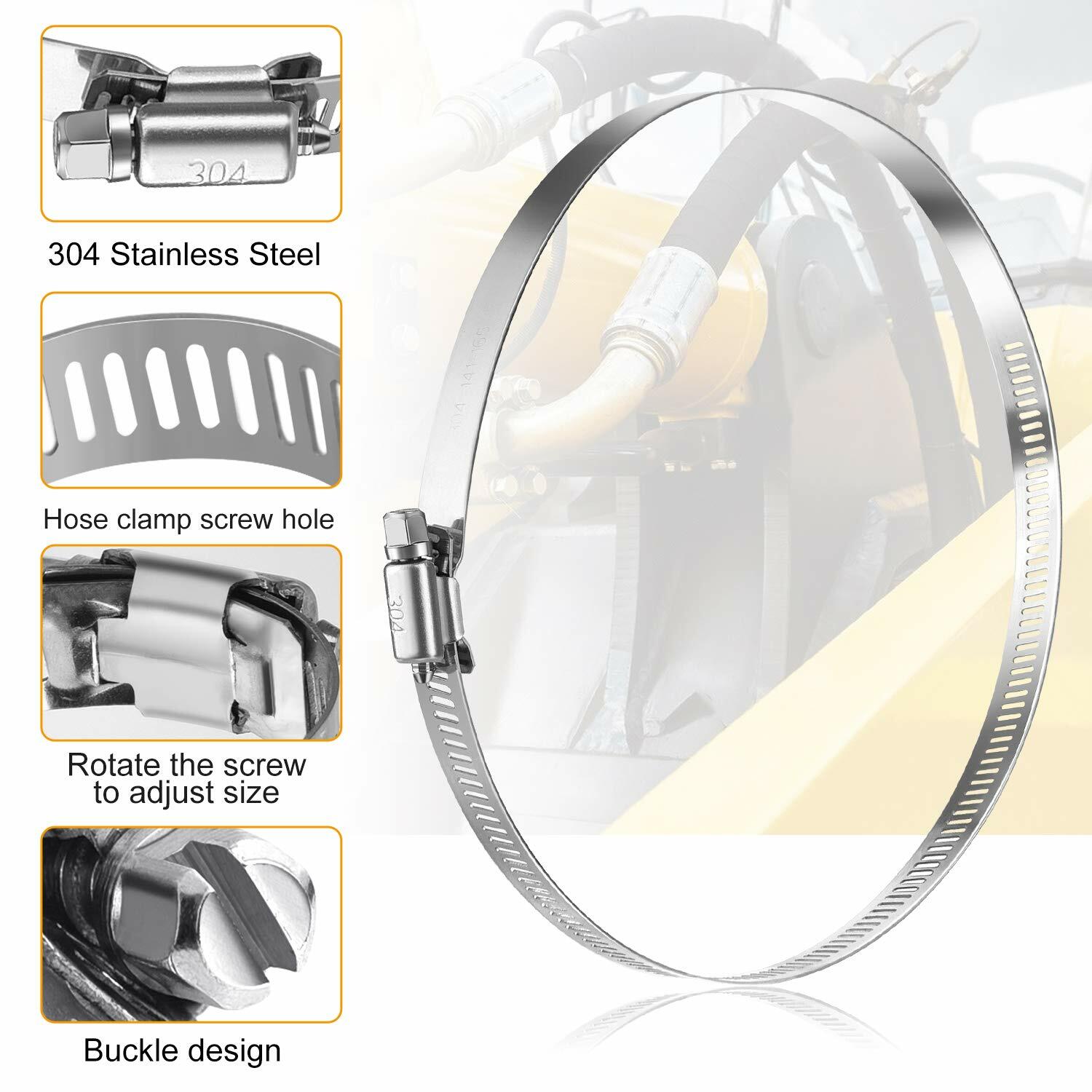 8-inch metal hose clamp, adjustable stainless steel hose clamp for flexible hoses