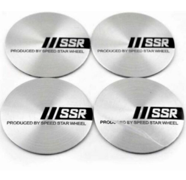 Silver 4x50mm SSR Wheel Center Sticker, Rim Sticker, Edge Sticker, Logo