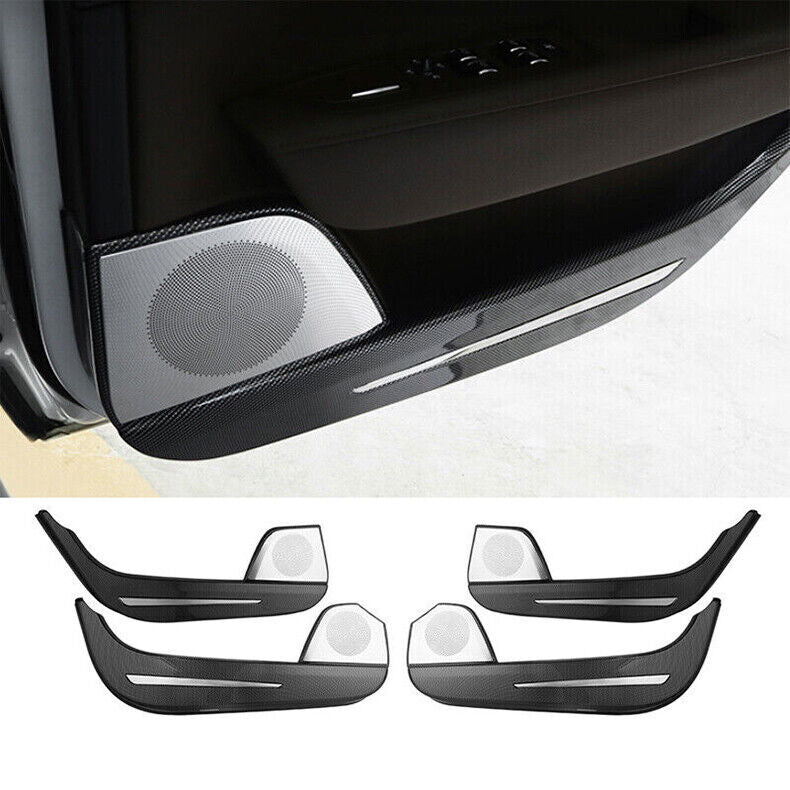 for Volvo S90 2017-22 Carbon Fiber ABS Inner Door Anti-Kick Panel Cover Trim 4x