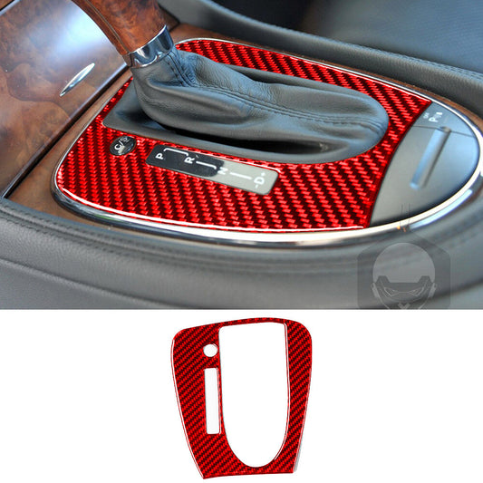 Red Carbon Fiber Central Gear Shift Panel Trim for Benz CLS Class C219 2004-2009
