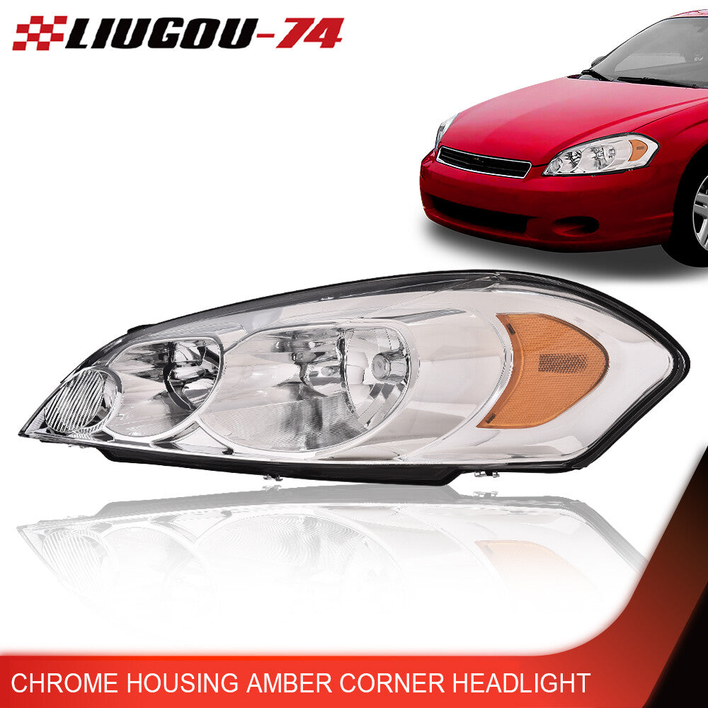 Amber corner headlights, left driver's side chrome alloy trim suitable for 2006-2016 for Chevrolet Impala.