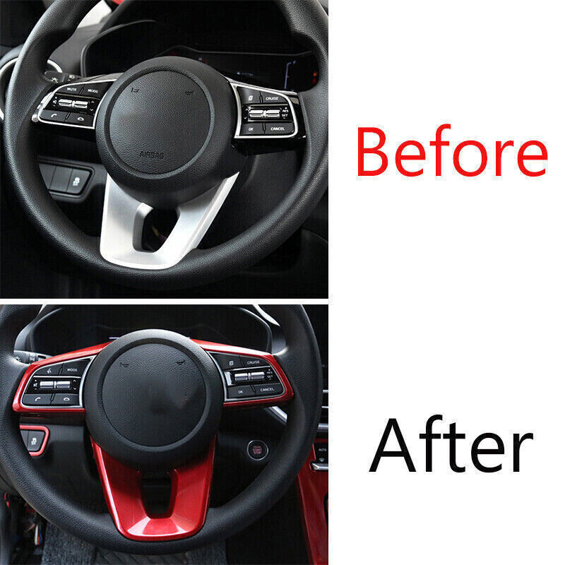 Car Inner Steering Wheel U Type Cover Trim for Kia K3 Forte 2019-2022 Bright Red