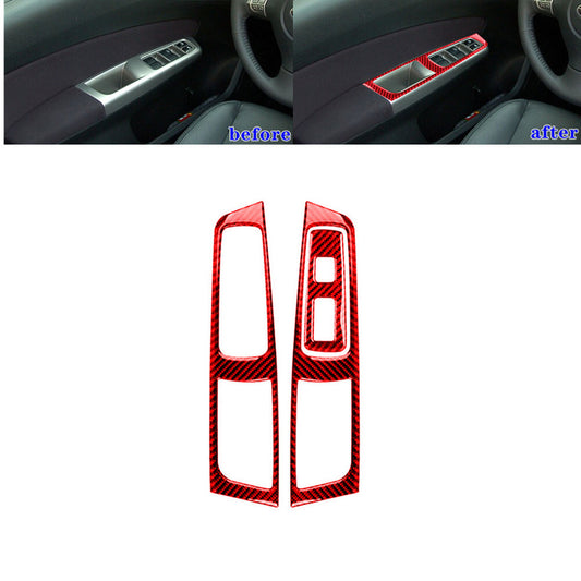 Red Carbon Fiber Front Window Control Cover Trim for Subaru Forester 2009-2013