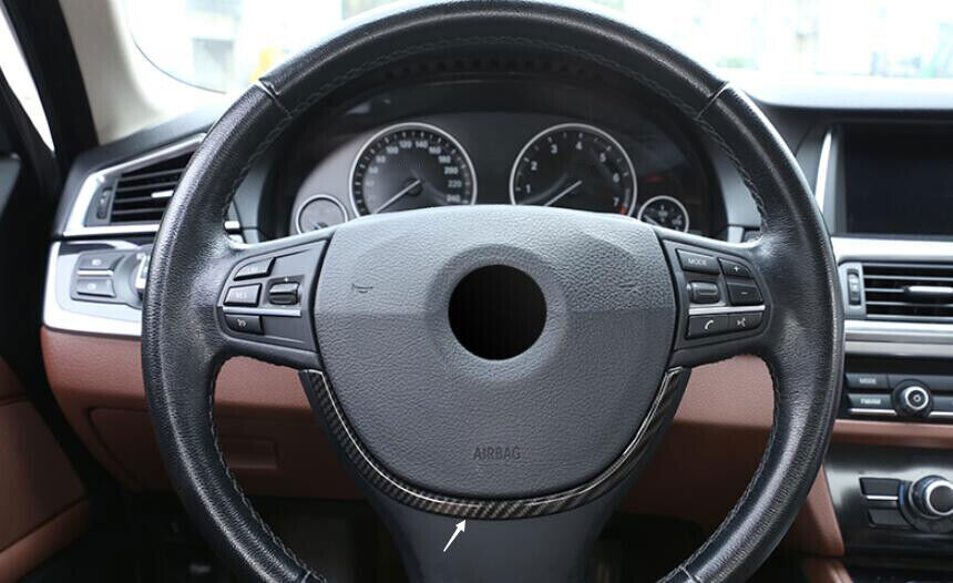Fit for BMW 5 Series 2011-16 ABS Carbon Fiber Steering Wheel Panel Cover Trim 1P