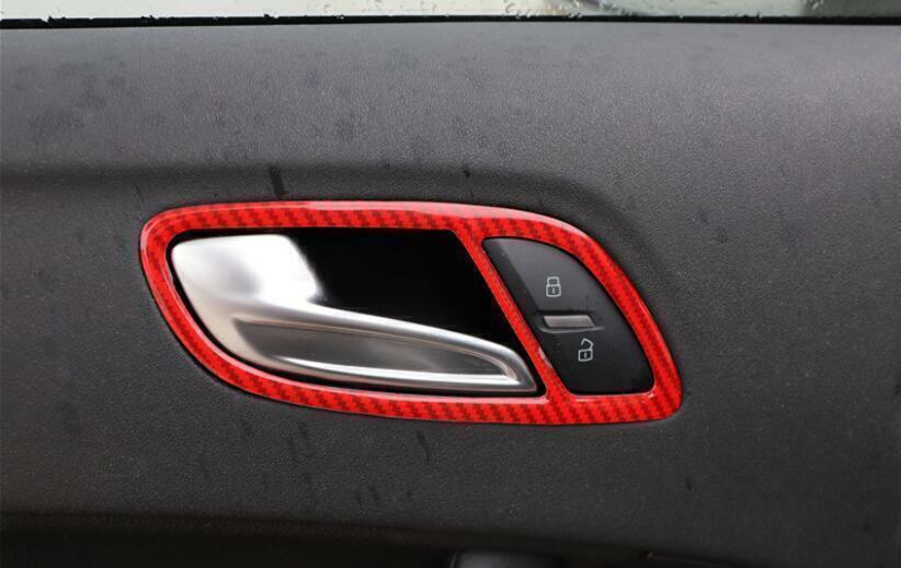 for Audi TT 2008-14 Red Carbon Fiber Inner Door Handle Frame Decor Trim Cover 2P
