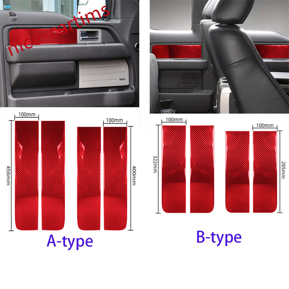 Red Carbon Fiber Interior Side Door Panel Decorative Cover for Ford F150 2009-14