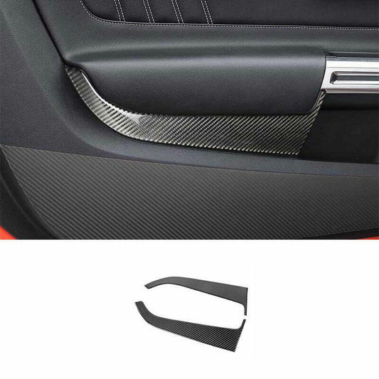 for Ford for Mustang 2015-2022 Carbon Fiber Inner Door Panel Trim Cover Strip 2PCS