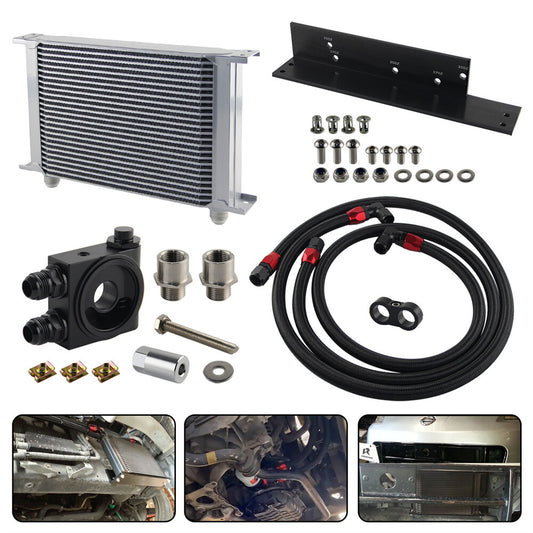 25 Row Bolt On Oil Cooler Kit Thermostat For Fairlady 350Z Z33 370Z Z34 Silver