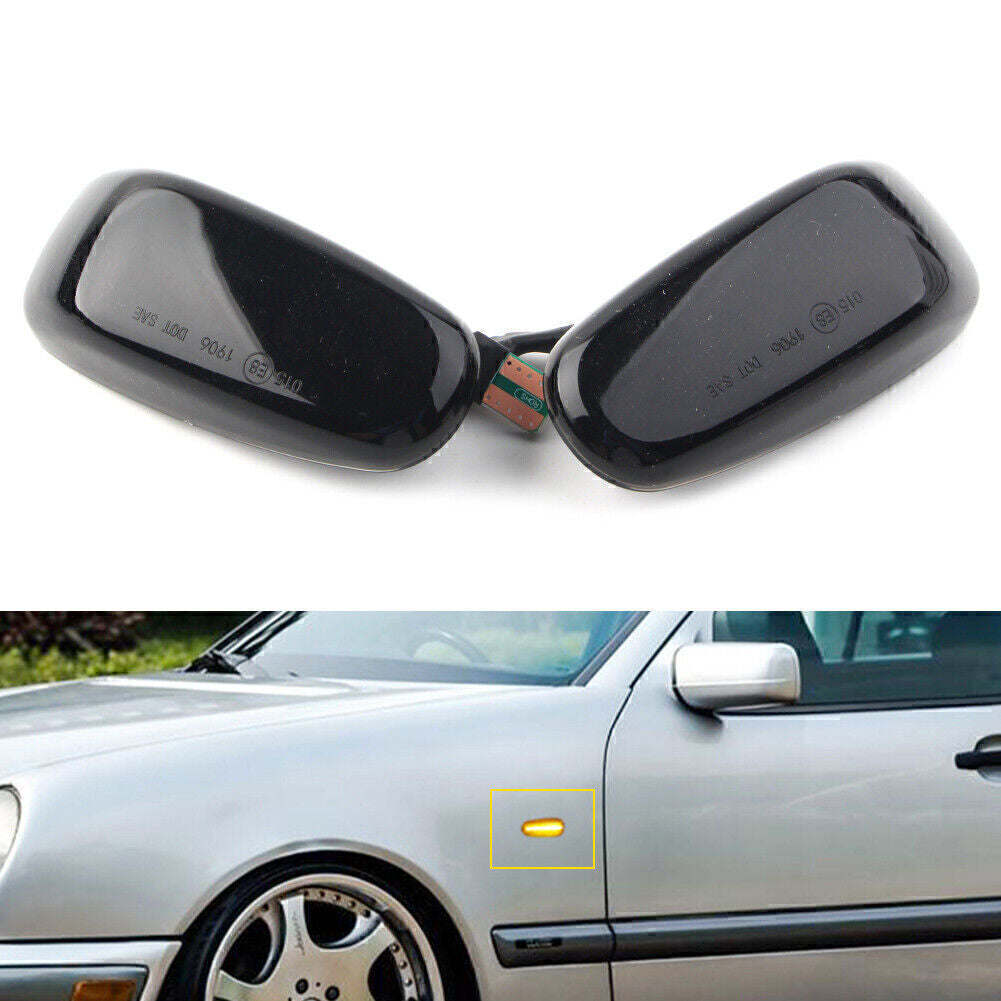 LED Sequential Dynamic Black Side Marker Light Fit for Benz C E CLK Class W210 W202