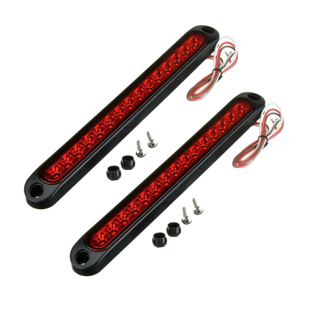 2 X 250MM 15 LED Red Sealed Trailer Truck RV Stop Tail Rear Brake Turn Light Bar