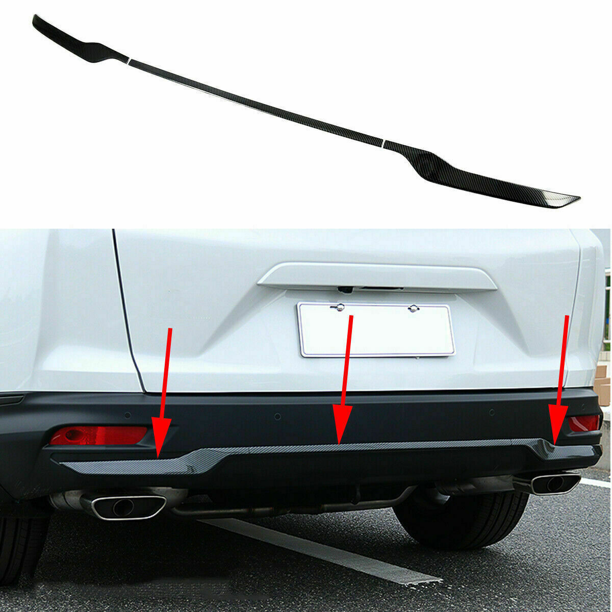 for Honda CRV CR-V 20-2022 Carbon Fiber Rear Bumper Lip Trim Cover Strip Kit 3x