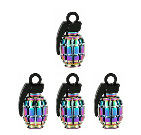 4-piece car tire valve cover rod air dust cover silver punishment skull for Mitsubishi