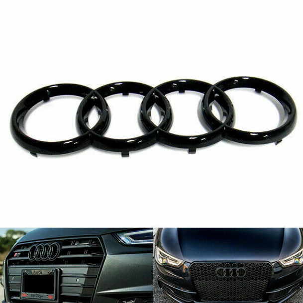 for Audi for A6 S6 Range Hood Ring Badge Front Cap Barbecue Badge Glossy Black 2016-2018