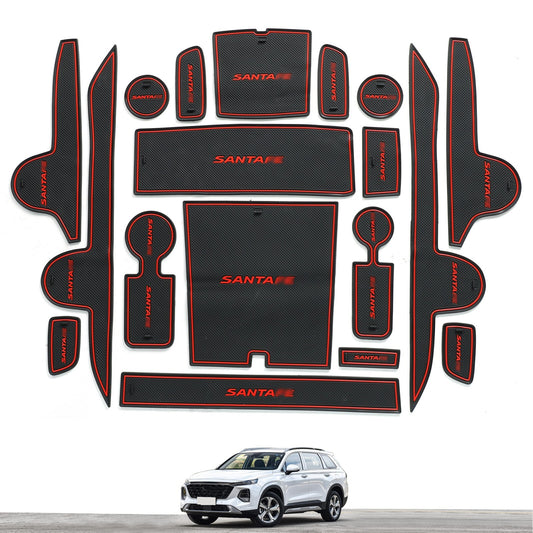 Gate Slot Mat for Hyundai SantaFe 2023 2024 Cup Pad Car Interior Accessories RED
