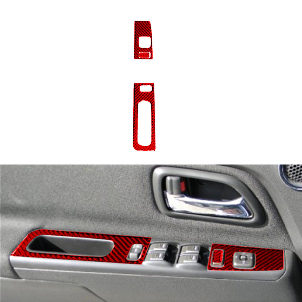3X Red Carbon Fiber Driver Door Control Cover For Colorado 2004-12/ for Canyon 05-12