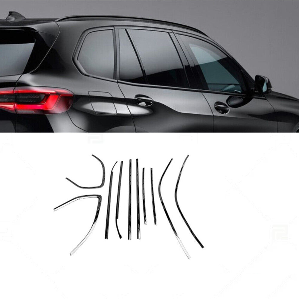 for BMW X5 F15 2014-18 Black Steel Window Full Sill Molding Strip Cover Trim 10x