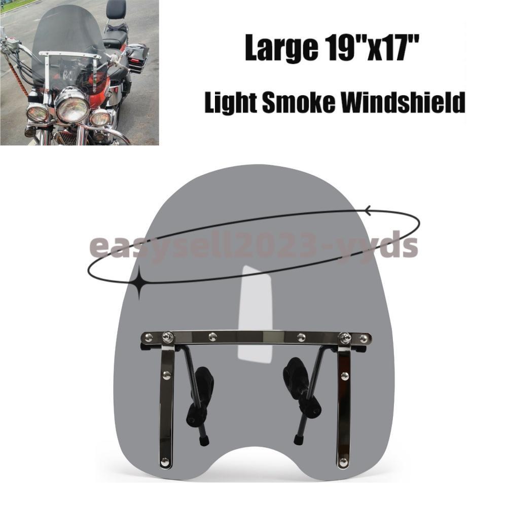 19x 17 Universal Motorcycle Windshield Large Fit 7/8'' 1'' 1.25 Handlebar