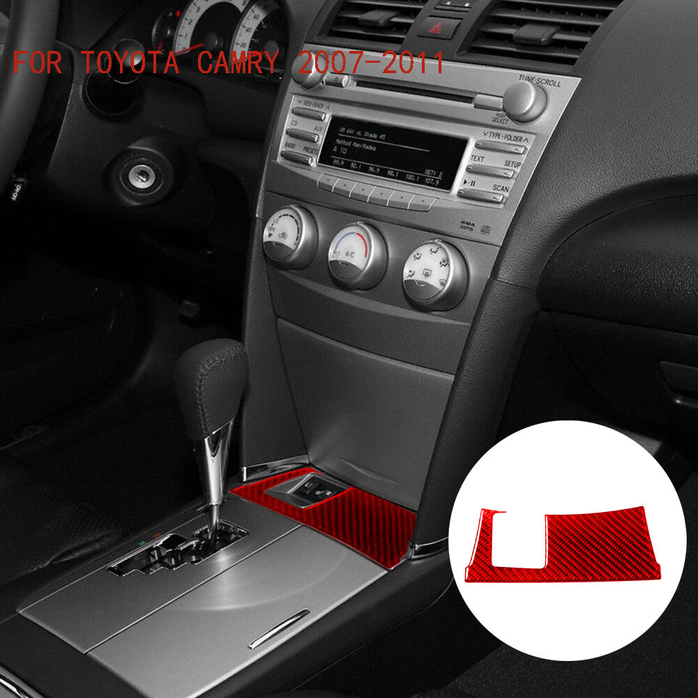 for Toyota for Camry 2007-2011 Red Carbon Fiber Console Storage Box Below Cover Trim