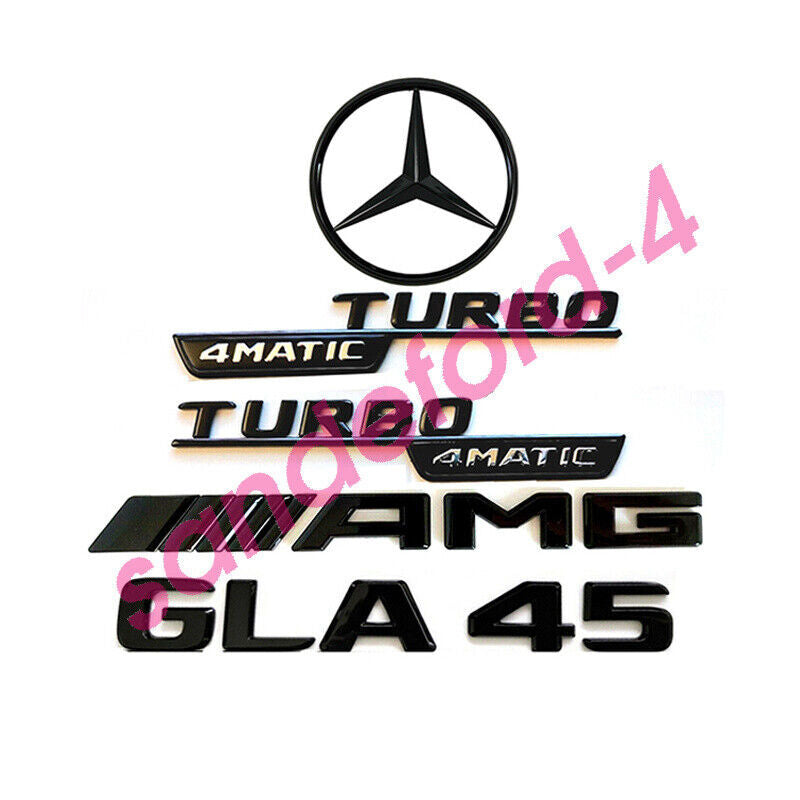 GLA45 AMG TURBO 4MATIC with rear star badge and black badge set, for Mercedes X156 W156 2017+