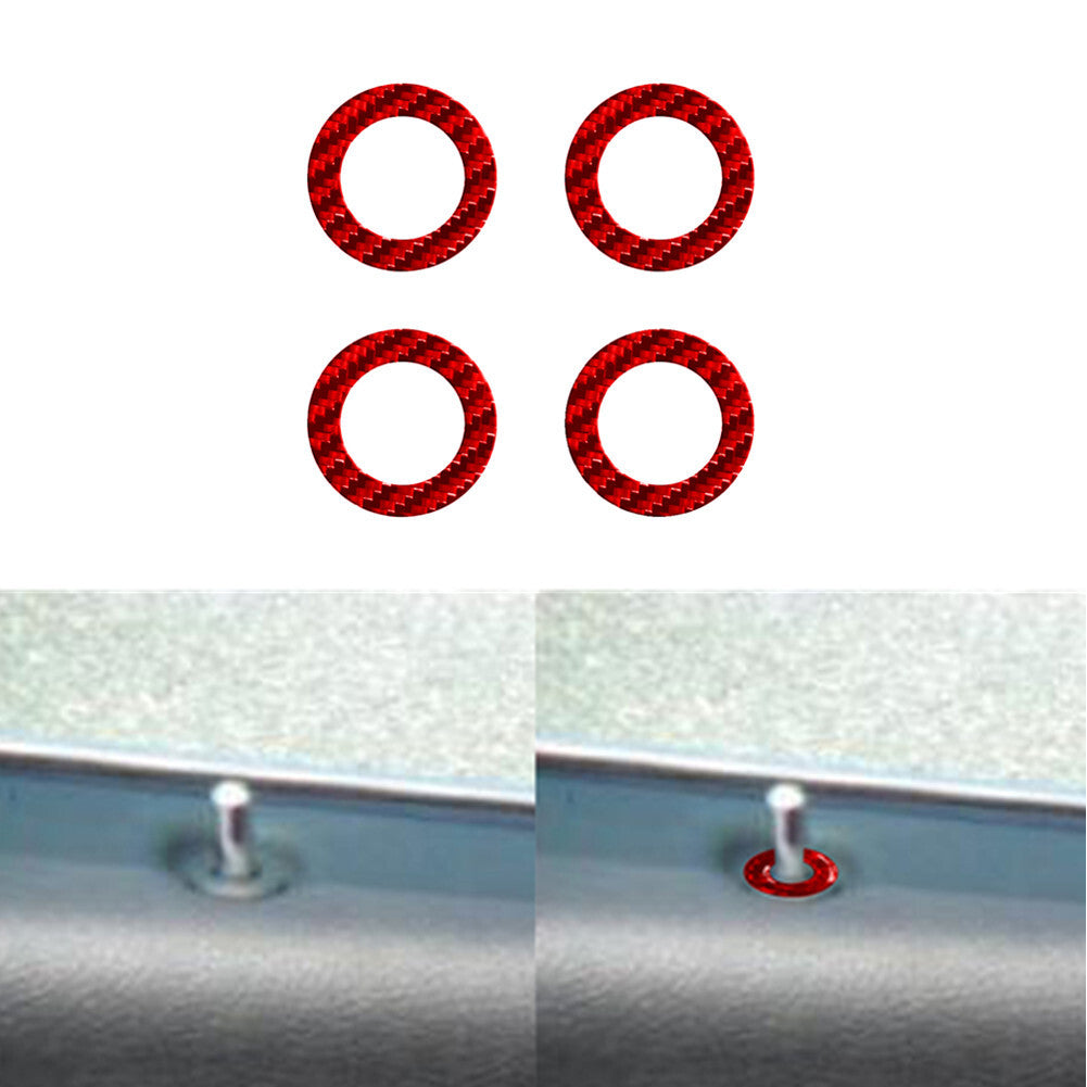 4Pcs Red Carbon Fiber Door Lock Ring Cover Trim for Chrysler 200 2011-2014
