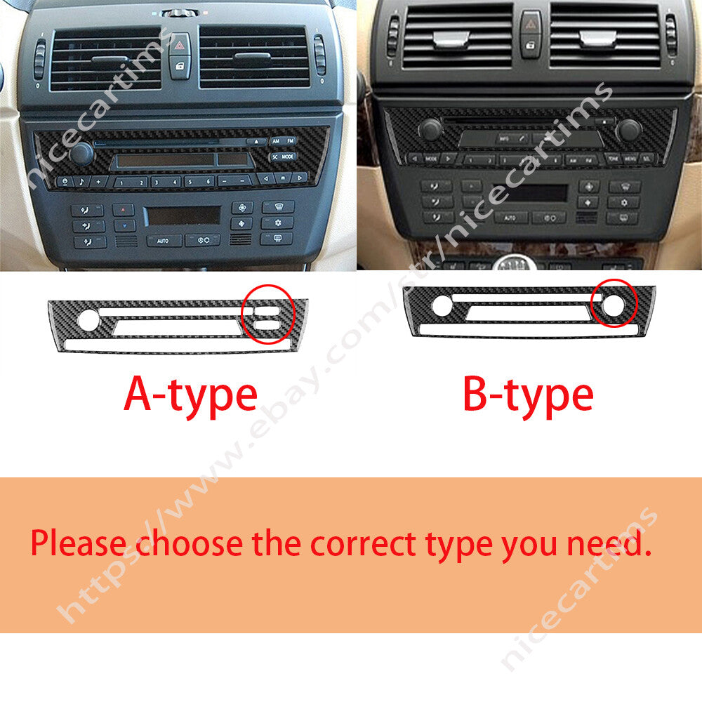 Carbon Fiber Central Control CD Switch Panel Cover Trim for BMW X3 E83 2004-2010