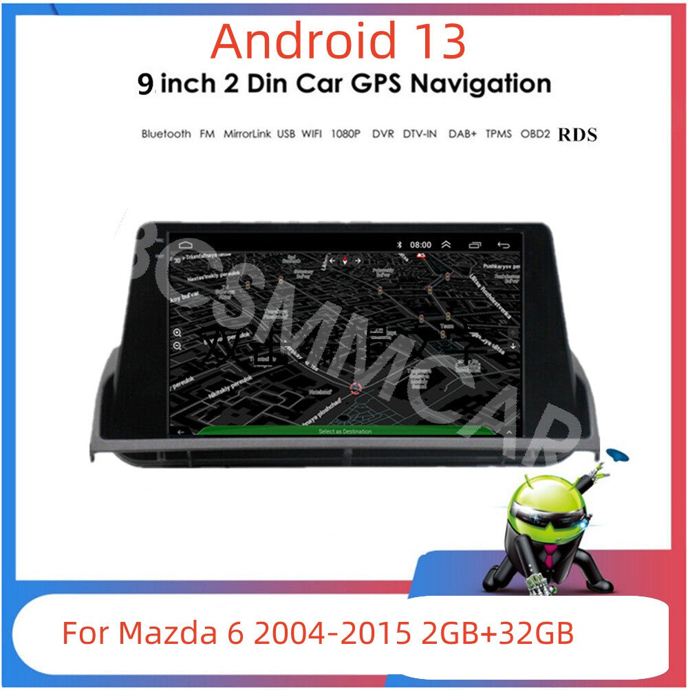 9in Car Video Player GPS Navi Touch Screen Bluetooth Fit for Mazda 6 2004-2015