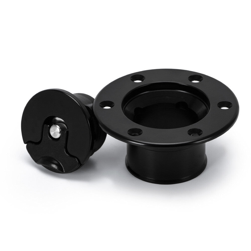 Car Stainless steel Fuel Filler Neck Up Gas Flush Mount Universal W/ 6 Holes BK