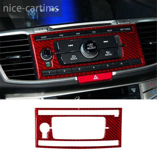 Red Carbon Central Console GPS Navigation Panel Cover for Honda Accord 2013-17 A