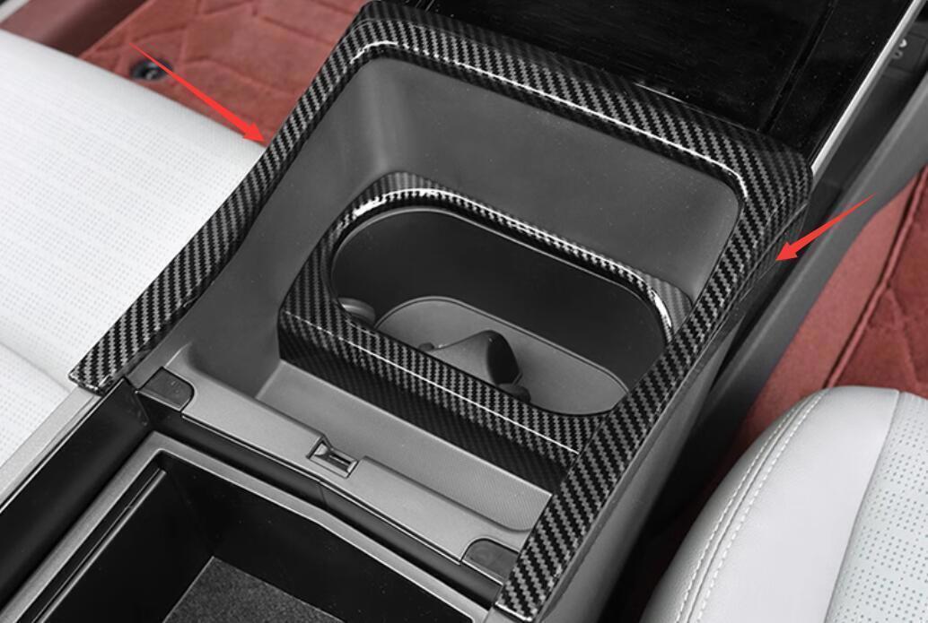 for Toyota bZ4X 2022-2023 Carbon Fiber ABS Central Console Water Cup Frame Trim