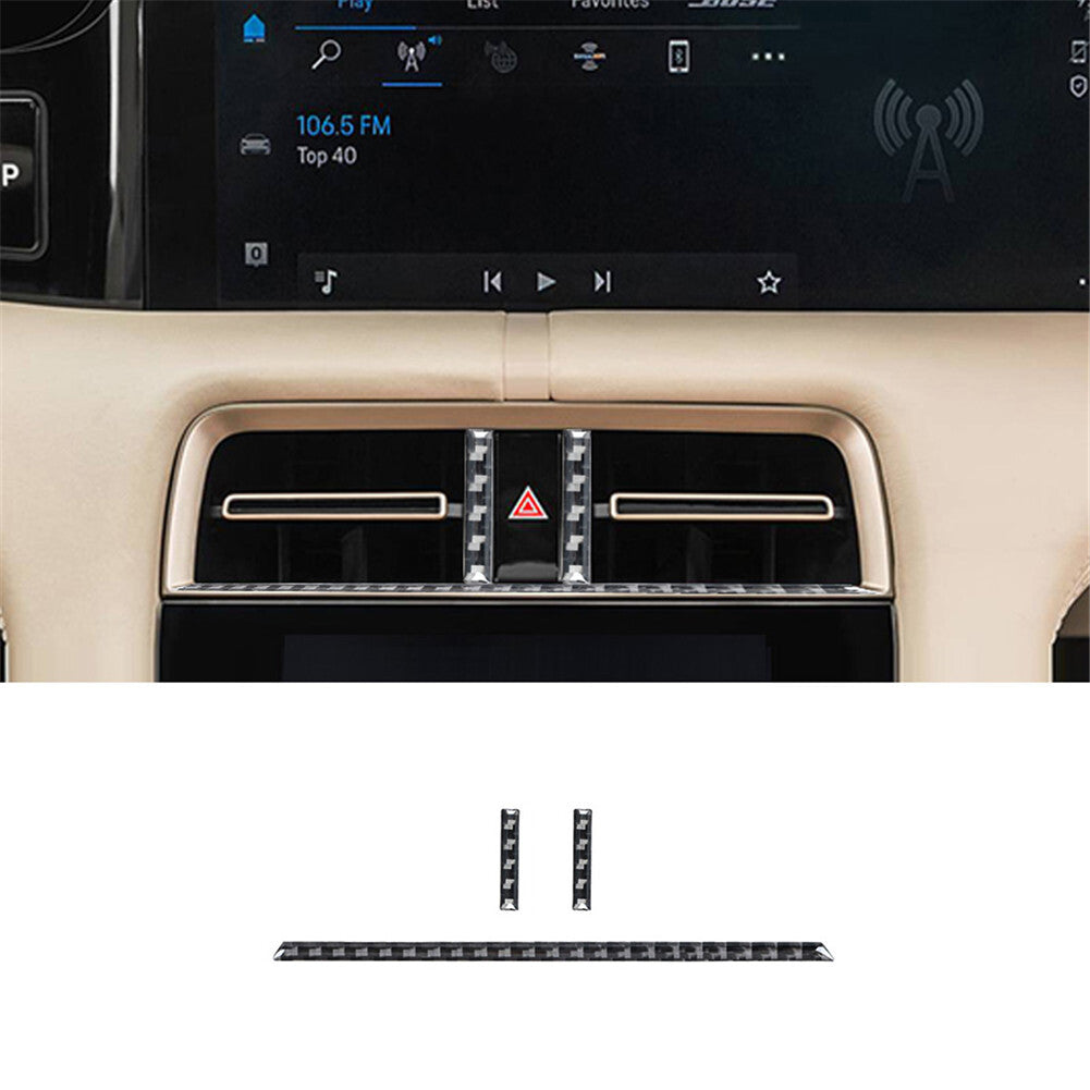 3Pcs Carbon Fiber Interior Center Air Vent Outlet Cover Trim for Porsche Taycan
