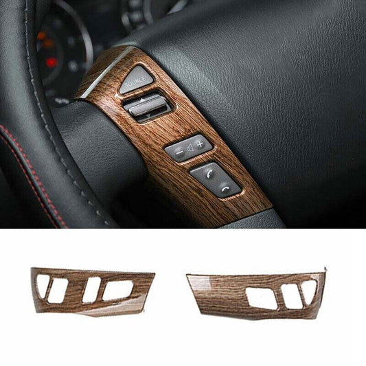 2PCS Steering Wheel Button Trim Wood Grain for Nissan Armada Patrol Y62 17-2020