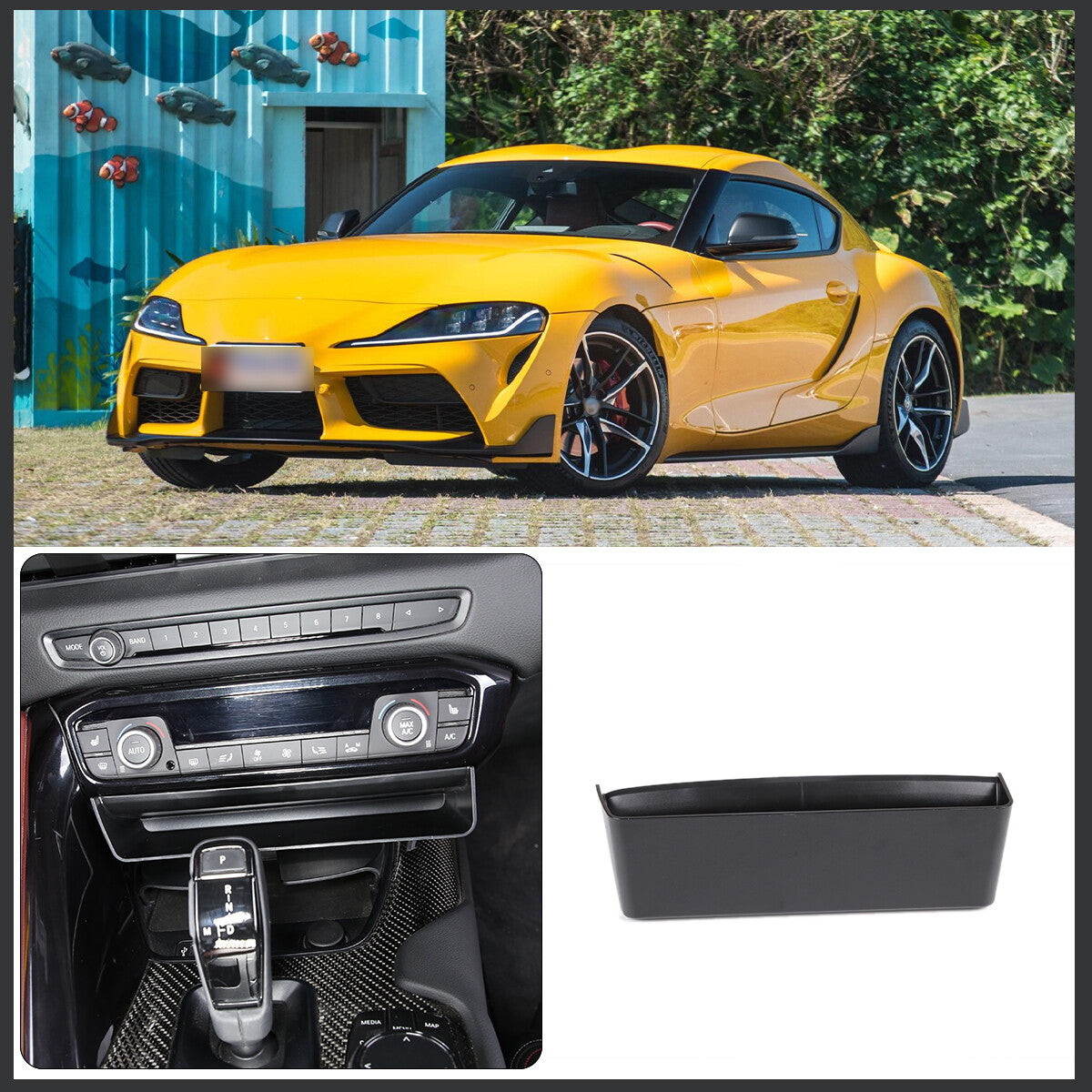 Black leather armrest cushion box cover for Jaguar F model 2013-22