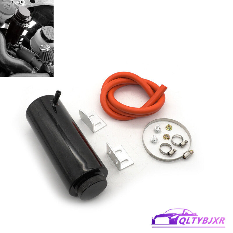 Radiator Coolant Catch Tank Overflow Reservoir Silver Aluminum Black Universal