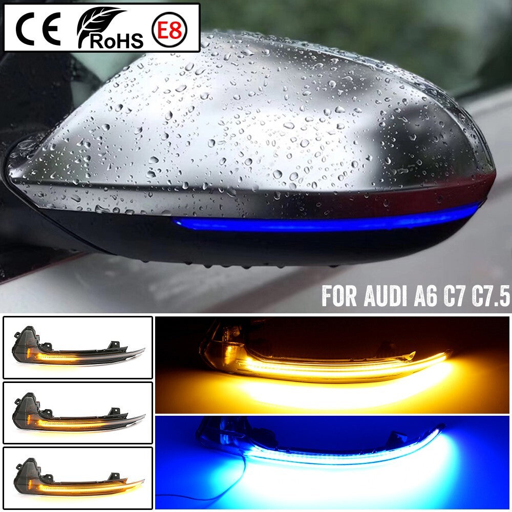 2pcs Dynamic LED Turn Signal Lamp Wing Side Mirror Light for Audi A6 C7 4G S6