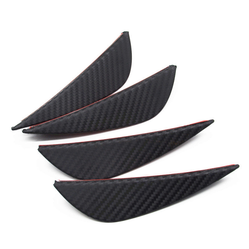 Universal 4x Car ABS Carbon Front Bumper Body splitter Fins Lip Spoiler Canards