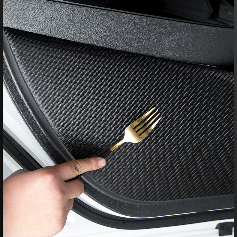 for Hyundai Sonata 2011-14 Carbon Fiber leather Inner Door Anti-Kick Panel Cover
