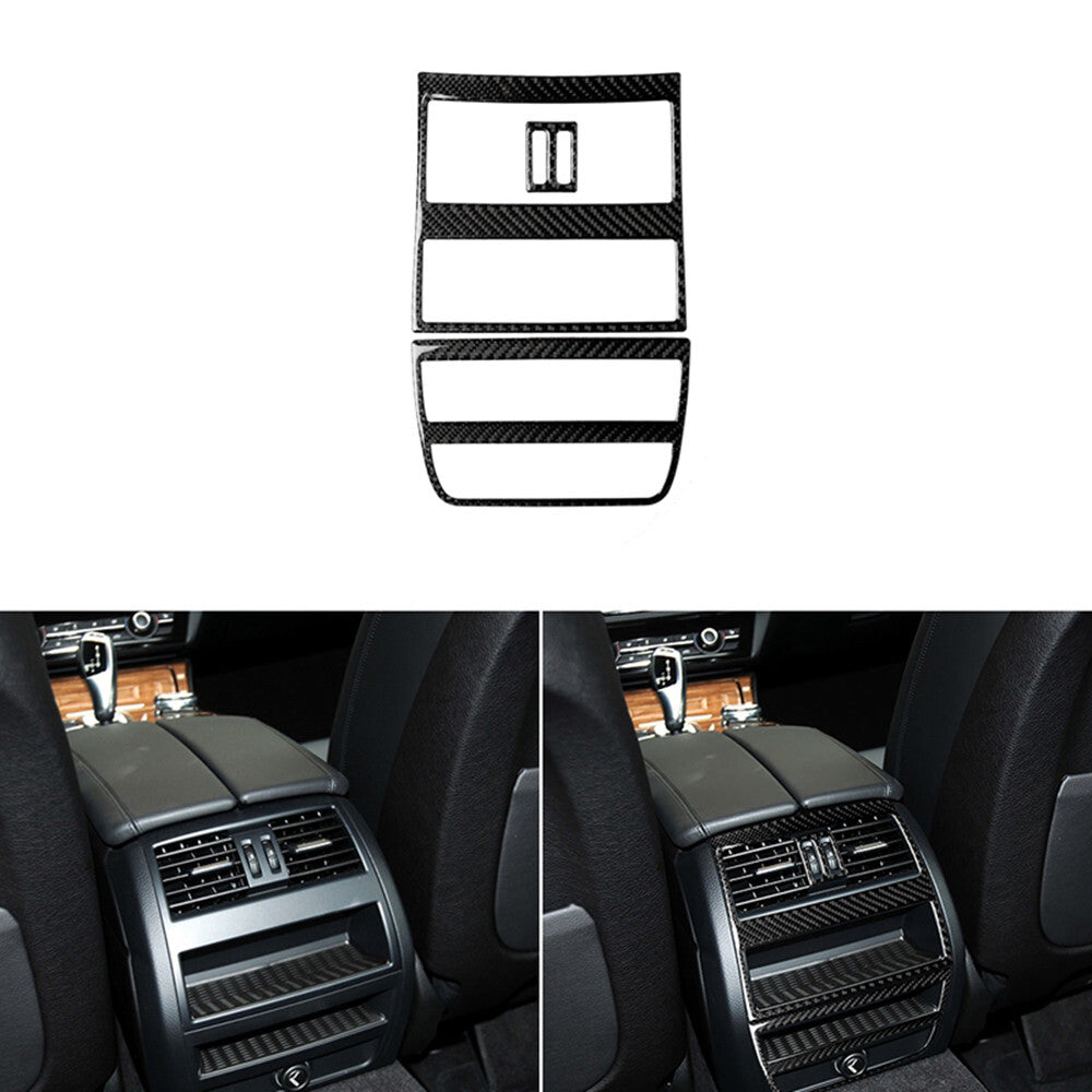 1Set Carbon Fiber Rear Air Vent Outlet Cover Trim for BMW 5 Series F10 2011-2017