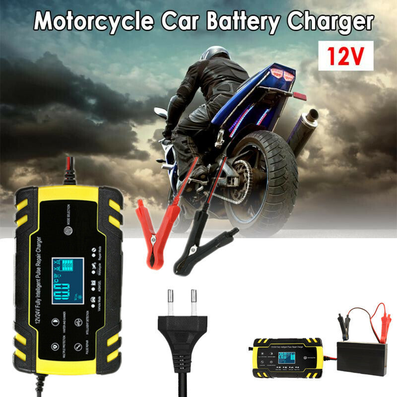 Motorcycle Battery Automatic Pulse Repair Charger Maintainer Full Intelligent