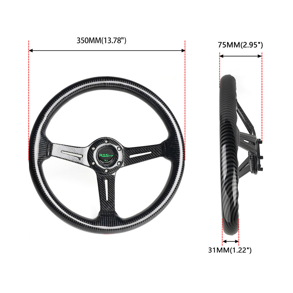 Universal 14inch/345mm Racing Steering Wheel Drifting Deep Dish Carbon Fiber