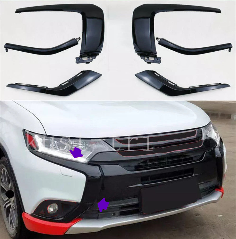 for Mitsubishi Outlander 2016-21 Black ABS Front Bumper Moulding Trim Replace 6x