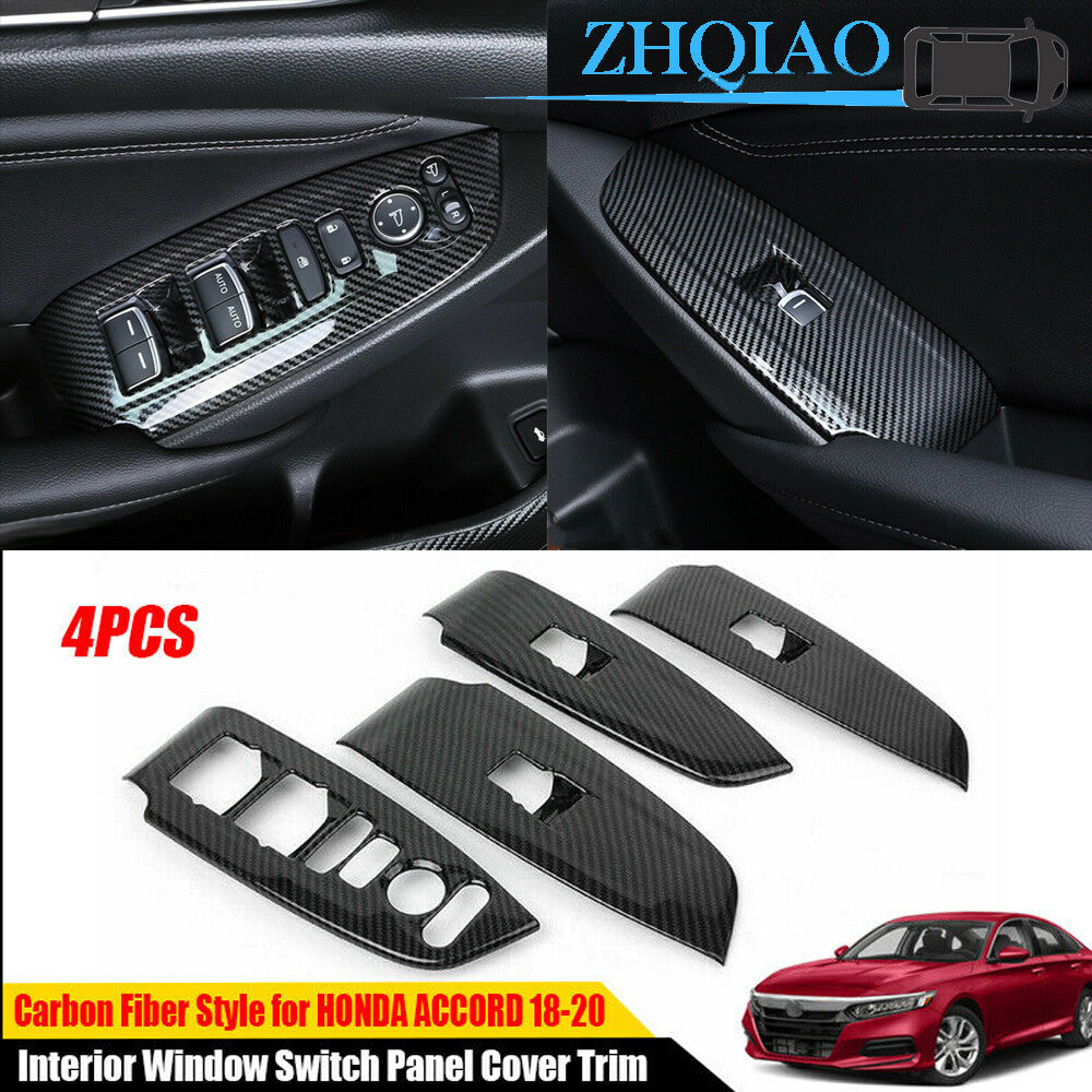 Carbon Fiber Interior Window Switch Panel Cover Trim for Honda Accord 2018-2021