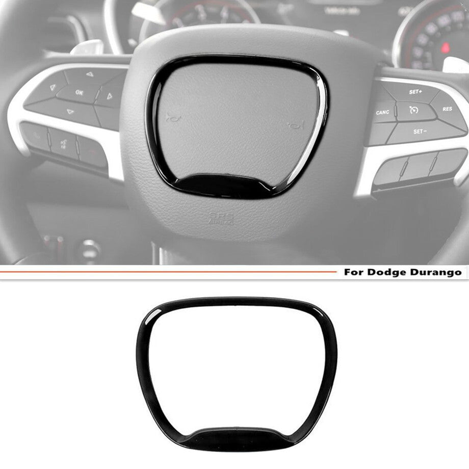 Black interior steering wheel cover trim for 2014-2024 for Dodge Durango Glossy