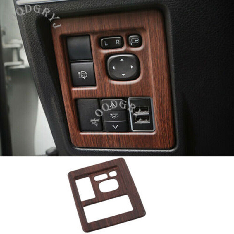 Wood Grain Headlight Adjustment Panel Cover Trim for Toyota Prado FJ150 2018-21