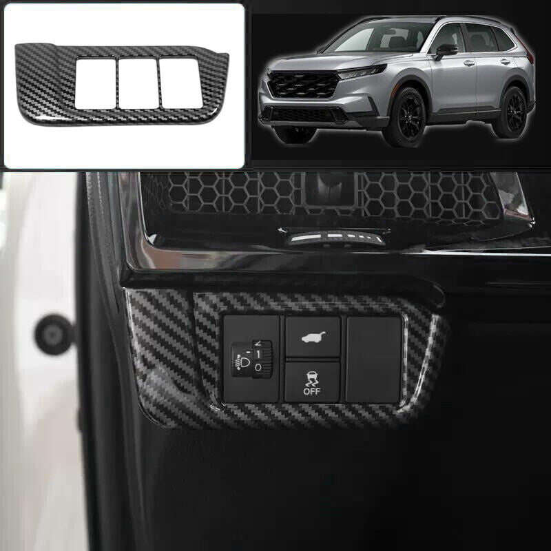 for Honda CR-V 2023-2024 Carbon Fiber Headlight Switch Button Cover Trim Frame