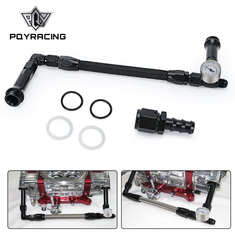 For Holley Chrome Fuel Line 4150 Double Pumper Carburetor Carb GAUGE 3/8 Hose